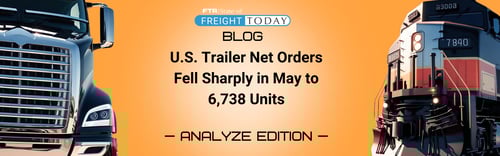 U.S. Trailer Net Orders Fell Sharply in May to 6,738 Units